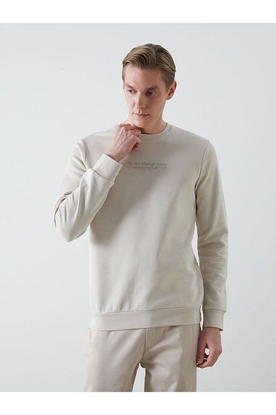 LC Waikiki Ανδρικό χοντρό φούτερ Crew Neck με μακρυμάνικο εμπριμέ - S5LR44Z8
