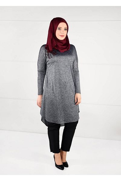 TRENDTESETTÜR Women's Gray Stone Printed Tunic 2639