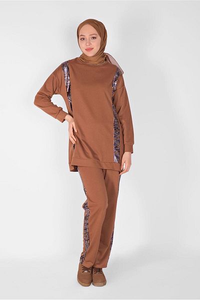 TRENDTESETTÜR Γυναικεία αθλητική φόρμα με λεπτομέρεια παντελονιού με ρίγες 9456