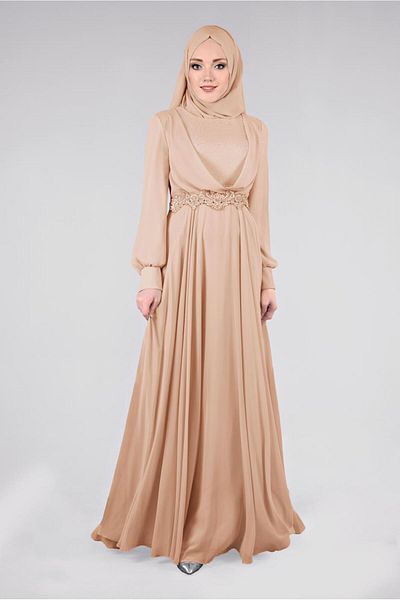 TRENDTESETTÜR Βραδινό φόρεμα Multi Chiffon με Πέτρα Κεντημένη Μέση 5357