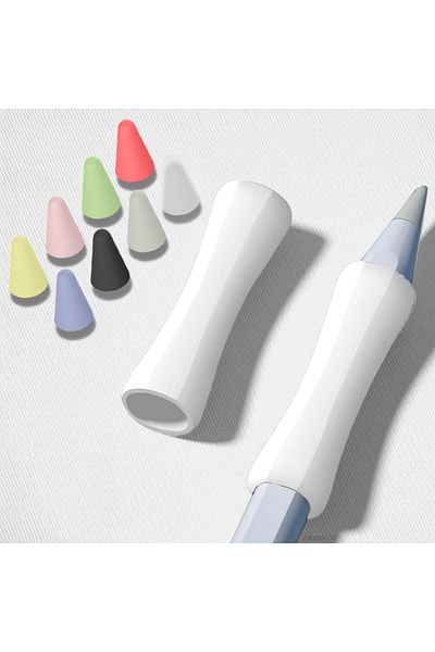 Sneezy Apple Pencil 1-2 Generation Pro Usb-C Compatible Soft Soft Silicone Pen Holder and 8'Li Pen Tip Protector