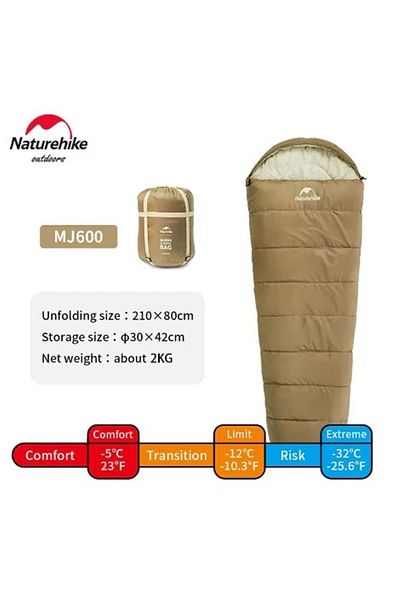 Naturehike MJ600 - Тъмнокафяв памучен спален чувал за мумия