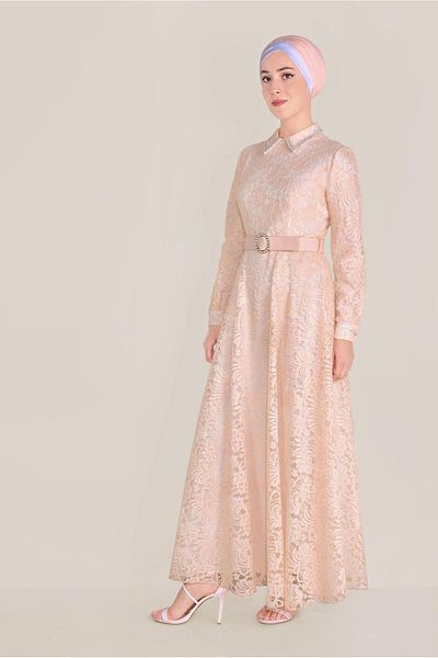TRENDTESETTÜR WOMEN'S POWDER BELT LACE DRESS 40630