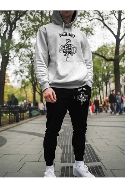 FULL TOLERANCE White Rose Printed Unisex Tracksuit Suit