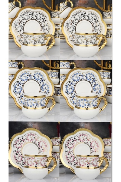 Kosova Evimshane Chubby Daisy 3 Color Mixed Coffee Cup Set