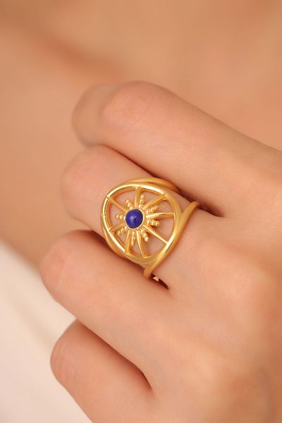 Feyz Tasarım Polar Star Model Agate Stone Ring