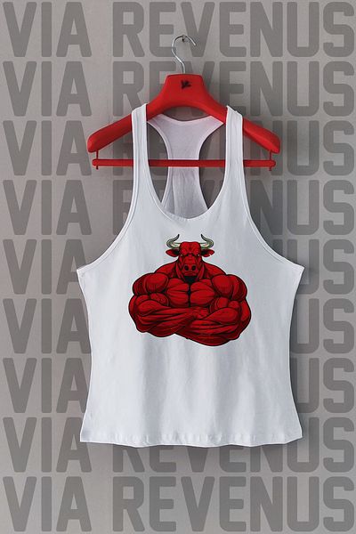 Vordevia Gym Bull Front and Back Printed Tank Top Sports Tank Top