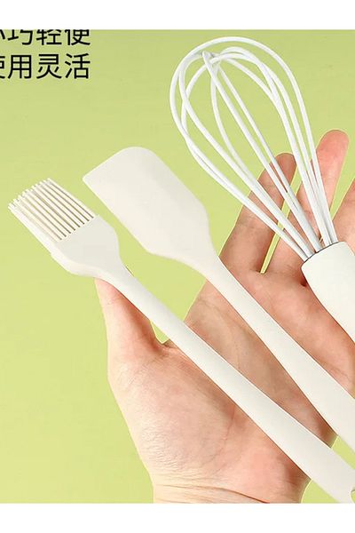 morponi 3-Piece Silicone Practical Cake Dessert Making Set (Beater-Brush-Spatula) Cream