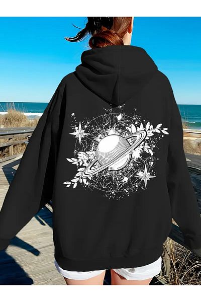 LAND MODA Φούτερ Unisex με μαύρο στάμπα
