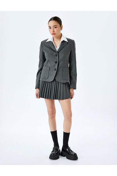 Koton New Season Pleated Basic Mini Skirt