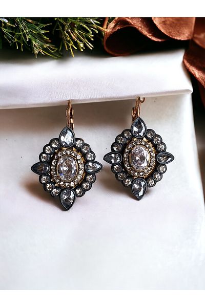FAYRA ACCESSORIES Zircon Stone Diamond Mounted Earrings