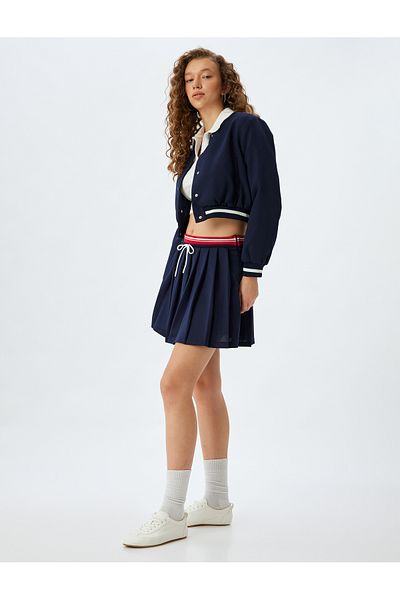 Koton New Season Mini Pleated Lace-Up High Waist Comfortable Fit Skirt