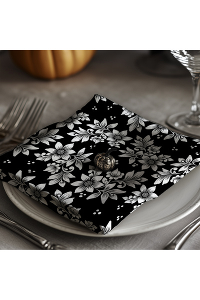 ARS DT 6 Adet Çiçek Desenli Kumaş  Amerikan Servis-sunum Peçetesi 35x35 Cm  T...