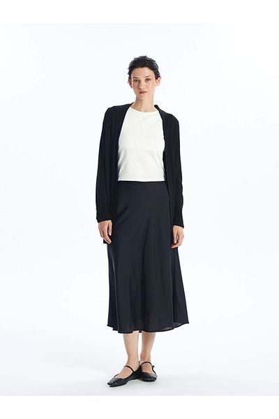 LC Waikiki Shawl Collar Plain Long Sleeve Women's Knitwear Cardigan