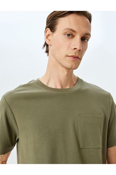 Koton New Season Crew Neck Regular Fit κοντομάνικο βαμβακερό μπλουζάκι με τσέπες