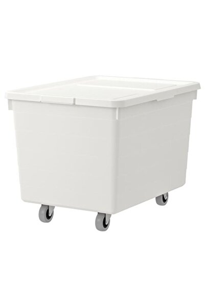 IKEA SOCKERBIT, kapaklı kutu, beyaz, 38x51x37 cm