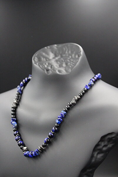 magıcgrange قلادة رجالية - مصنوعة يدويًا من الحجر الطبيعي، تصميم خاص، حجر النبلاء اللازورد، توازن الاتصالات للموسم الجديد