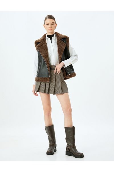 Koton Black Women's Faux Leather Biker Vest