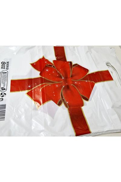 morlalem m 50Pcs 31X43Cm Pouch Bags Gift Bag, Red Ribbon Color Printed Plastic Packaging