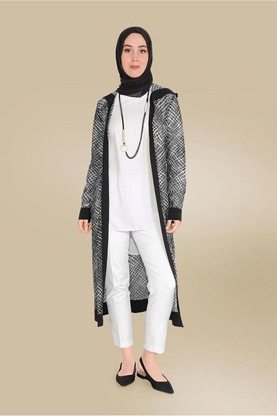 TRENDTESETTÜR Women's Black Patterned Jacket 40719