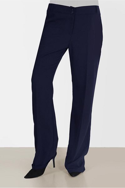 TRENDTESETTÜR Women's Navy Blue Classic Crepe Trousers 70306