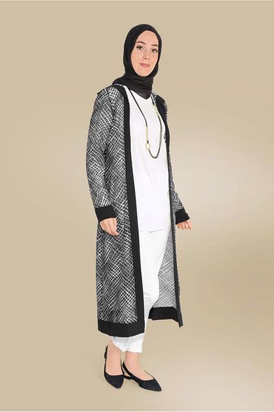 TRENDTESETTÜR Women's Black Patterned Jacket 40719
