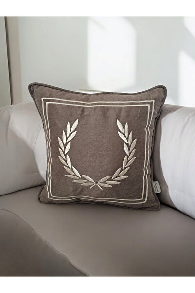 NAKIŞ HOME DESİGN Nakışlı Işlemeli Biyeli Başak Desen Kırlent Kılıfı 42x42 Cm