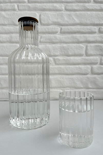 yeninesilevim Akasya Kapaklı Cam Su Ve Meşrubat Şişesi Başucu Sürahisi 1400 m...