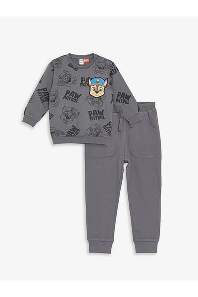 LC Waikiki LCW Kids Gray Paw Patrol nyomtatott fiú pulóver és melegítőnadrág szett - 2 darabos készlet