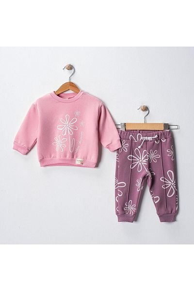 TinyAlp Floral Pattern 3 Thread Raised Thick Winter Comfortable Soft Baby Girl Suit