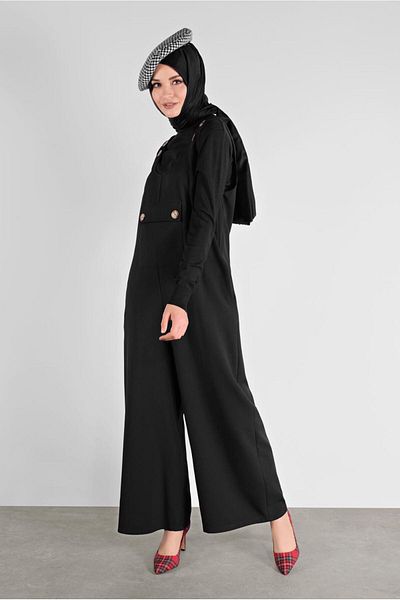 TRENDTESETTÜR Γυναικείο μαύρο κουμπιά Gilet 41118
