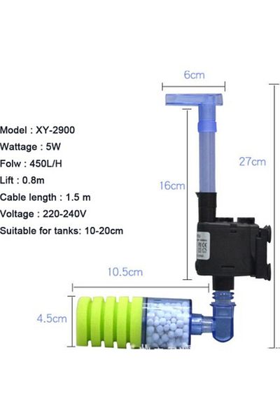 Xinyou XY-2900 Single Sponge Motorized Ceramic Pipe Filter