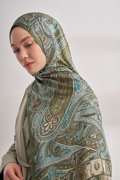 ARMANDA Khaki Imported Voile Shawl - Mystical Pattern