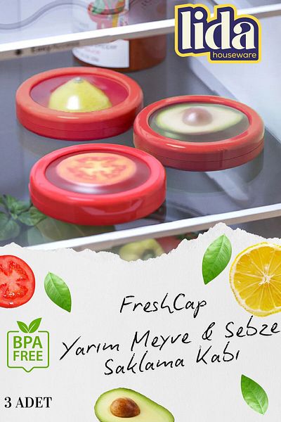 Lida Houseware 3-Piece Cut-Out Fruit and Vegetable Non-Mashing No Smell Less Space-Covering Silicone Storage Container