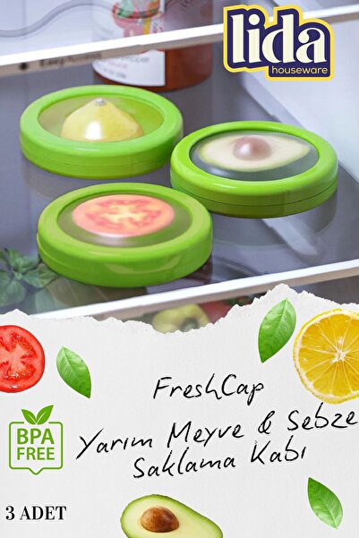 Lida Houseware 3-Piece Cut-Out Fruit and Vegetable Non-Mashing No Smell Less Space-Covering Silicone Storage Container