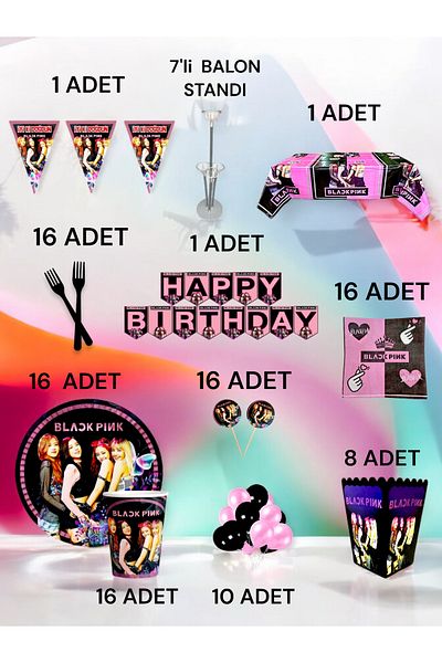 VibeHome Blackpink Themed 2XL Pack for 16 - Birthday Party & Fun Events
