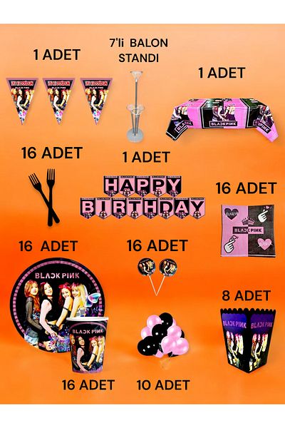 VibeHome Blackpink Themed 2XL Pack for 16 - Birthday Party & Fun Events