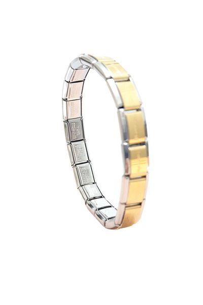Tasarım Steel Bracelet Italian Charm Model Unisex Interlocking 18 cm Medium Gold Yellow Silver