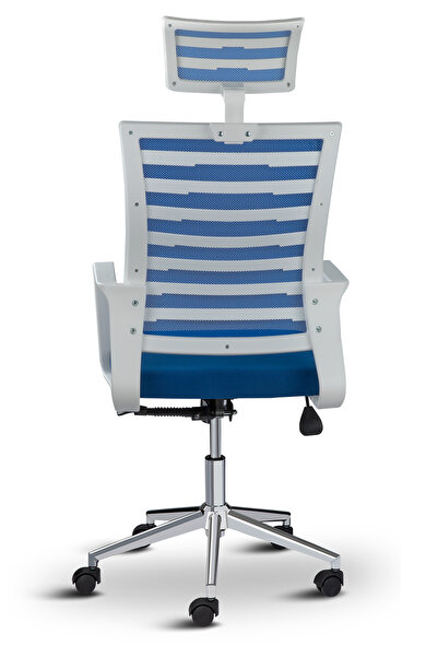 Asbir Mobilya Ceo Fileli Başlıklı Çalışma Koltuğu Beyaz İskeletli Ofis Sandalyesi