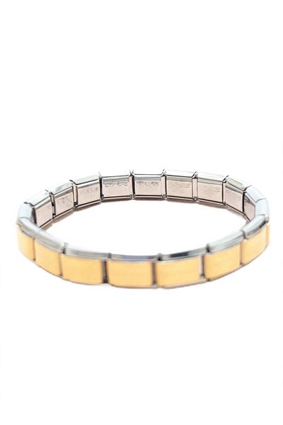 Tasarım Steel Bracelet Italian Charm Model Unisex Interlocking 18 cm Medium Gold Yellow Silver