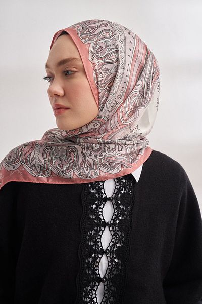 ARMANDA Mystical Pattern Imported Voile Shawl - Powder