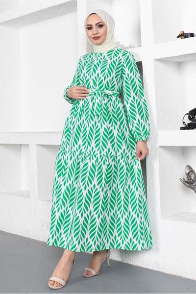 TRENDTESETTÜR ΓΥΝΑΙΚΕΙΟ ΠΡΑΣΙΝΟ (BENETTON) ΦΟΡΕΜΑ ΜΕ ΣΤΡΑΓΓΙ ΦΥΛΛΟ T 044