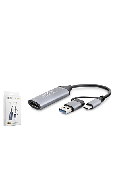 HADRON HDX7844 Type-C USB 3.0 HDMI Video Capture Kartı 4K 30 Hz Gri