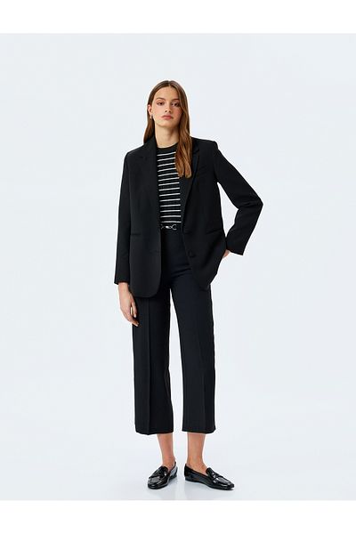 Koton New Season Fabric Trousers with Metal Accessory Detail