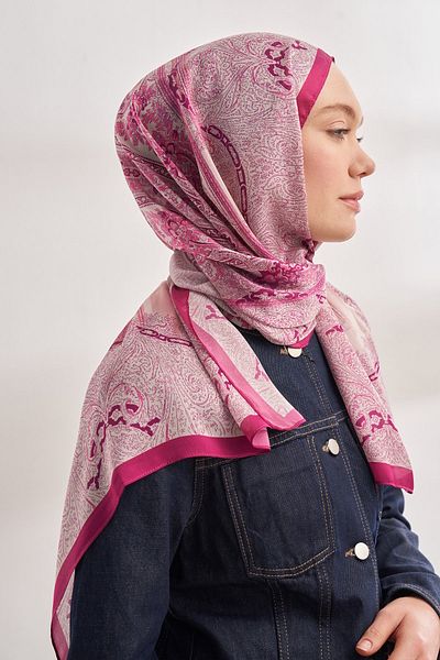 ARMANDA Fuchsia Catena Patterned Imported Voile Shawl