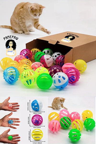 PAMEPAW 10 Adet Renkli Zilli Oyun Topu 4cm