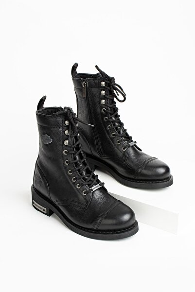 Harley Davidson Colmar Hakiki Deri Siyah Kadın Bot