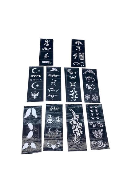 OEM MİX DESEN 8X20CM TÜP KINA DESEN ÇIKARTMA ŞABLONU 10 PARÇA (4457)