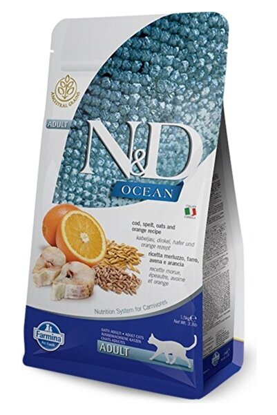 N&D Ocean Düşük Tahıllı Morina Balıklı Yetişkin Kedi Maması 1.5 kg