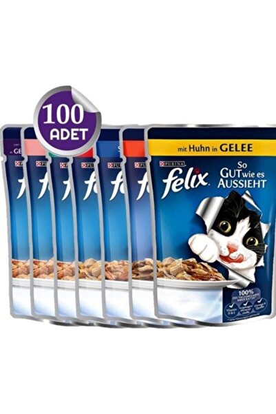 FELIX Kedi Konservesi Karışık (POŞET) X 100 Adet